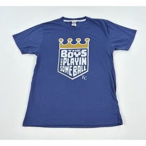 Charlie Hustle The Boys Are Playin Some Ball KC Royals T-Shirt Blue Men's M